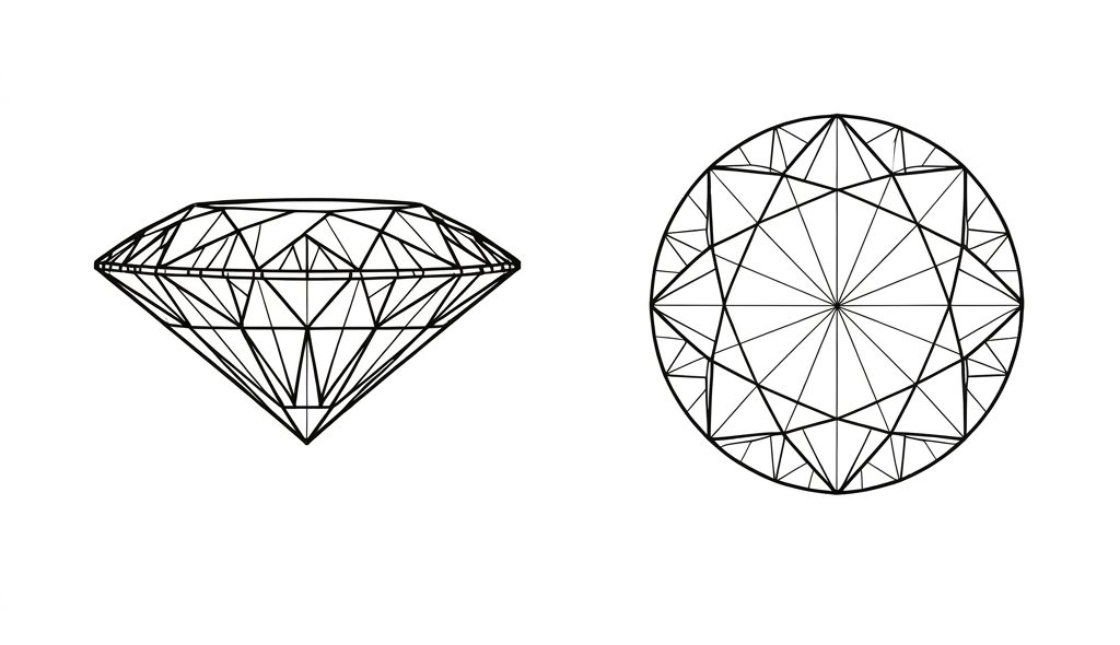 Diamant Anatomie als Infografik mit Side View und Top View