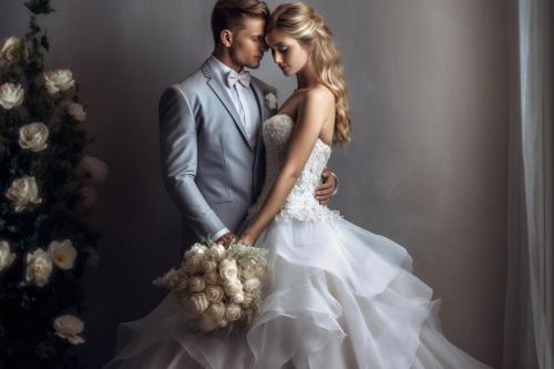 Portrait romantic wedding couple AI Generative